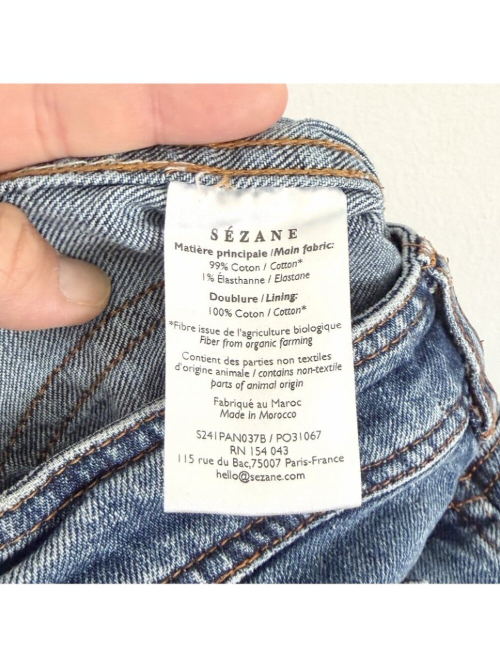 Sezane Le Crop Wide Leg Denim Blue Jeans High Rise Women’s Size 36 / US 4 - Picture 8 of 8